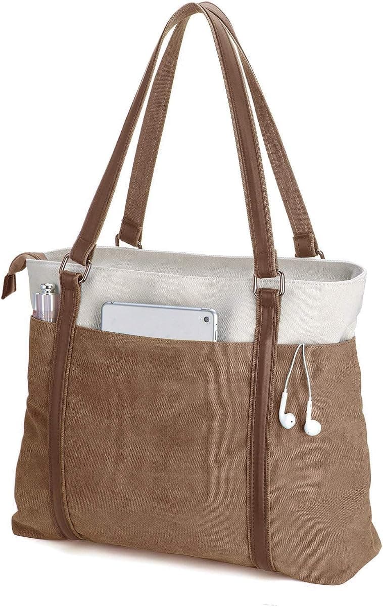 Canvas Work Tote with Laptop Sleeve