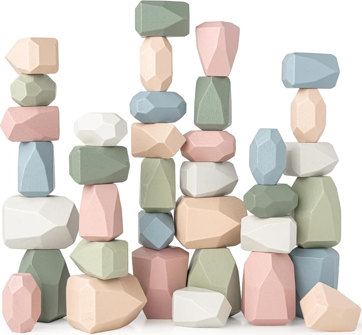Wooden Stacking Stones, 36 pc