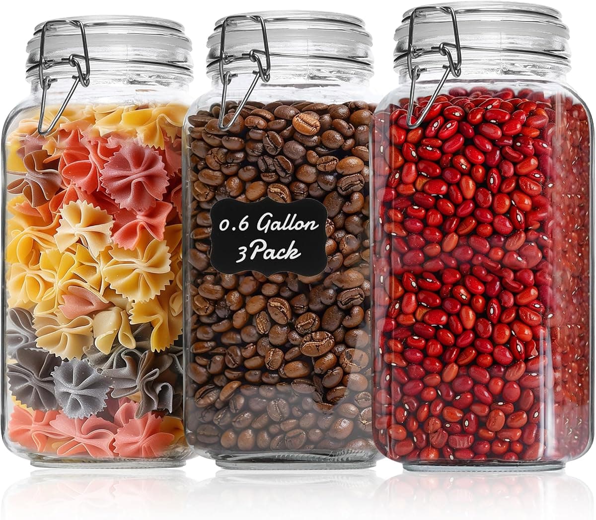Airtight Glass Pantry Jars, 3 pc